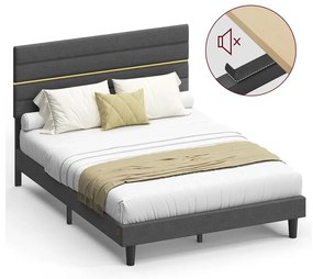 Estrutura de cama de casal para colchão (NÃO INCLUÍDO) de 140 x 200 cm Cinzento