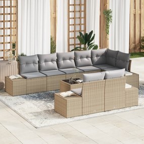 Conjunto de Sofá Jardim de 9 Peças com Almofadas de Rattan Preto