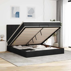 vidaXL Estrutura de cama otomana com colchão 180x200 cm tecido preto