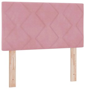 Cama Box Spring com Colchão e LED Rosa 80x200 cm Veludo