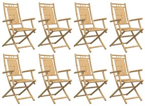Cadeiras de jardim dobráveis 8 pcs 53x66x99 cm bambu