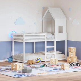 vidaXL Telhado de cama infantil 60x89x134,5 cm pinho maciço branco