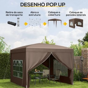 Tenda de Jardim com Paredes Laterais Amovíveis Janelas Porta com Fecho