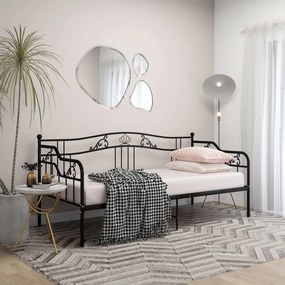 vidaXL Sofá-cama 90x200 cm metal preto