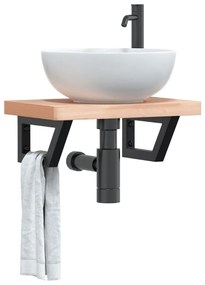 vidaXL Suportes de prateleira p/ lavatório 2pcs aço trapezoidais preto