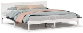 Cama de Madeira de Pinho Branca Branca Madeira Maciça Cama de Casal