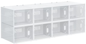 HOMCOM Armário Modular de Plástico Sapateira Modular com 8 Cubos Portas Magnéticas Organizador de Sapatos para Entrada Corredor Dormitório 28x36x21cm Transparente