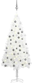 Árvore Natal artificial pré-iluminada c/ bolas branco