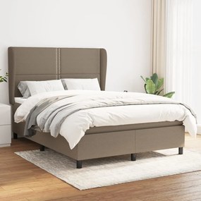vidaXL Cama com molas/colchão 140x200 cm tecido castanho-acinzentado