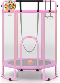 Trampolim Infantil Multifuncional, 154 x 154 x 210 cm, Design 6 em 1, Rosa