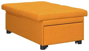 Sofá-cama 3 em 1 com design retrátil em tecido amarelo escuro