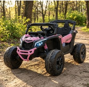 Buggy elétrico para Crianças ATV CAN-AM Maverick 24V 4×4 Rodas Espuma EVA, Assento couro ecológico Preto, Rosa