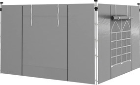 Outsunny Paredes Laterais para Tenda de Jardim 3x3 m ou 3x6 m com 2 Painéis 295x195 cm Janela Enrolável e Porta com Fecho de Correr Cinzento | AOSOM Portugal