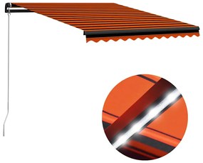 Toldo retrátil manual com LED 300x250 cm laranja e castanho
