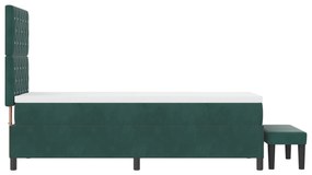 Cama Box Spring com Colchão &amp; Banco Verde Escuro 80x200 cm Veludo