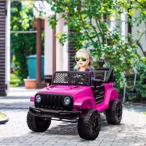 Carro Elétrico Infantil Bateria 12V com 2 Motores Controle Remoto 2.4G Luzes Buzina Velocidade Ajustável 100x65x72 cm Rosa