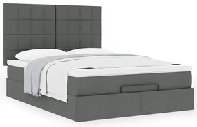 Estrutura de cama otomana com colchão 140x190cm cinzento escuro