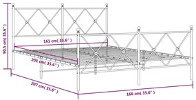 Estrutura de cama com cabeceira e pés 160x200 cm metal branco