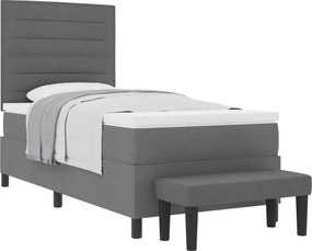 vidaXL Cama Box com colchão Cinza Escuro 90 x 190 cm tecido