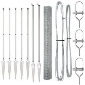 Cerca de Arame Soldado com 7 Postes de Espinho 10 x 1,4 m Aço Galvaniz