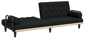 Sofá-cama com apoio de braços tecido preto