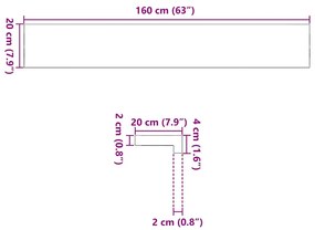 Soleiras da janela 2 pcs 160x20x2cm carvalho maciço não tratado