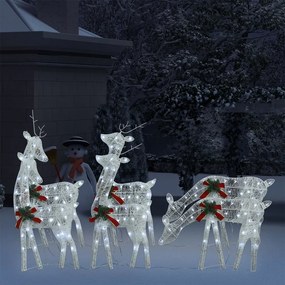vidaXL Renas de Natal 6 pcs malha branco/branco frio