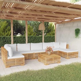 vidaXL 8 pcs conjunto lounge jardim c/ almofadões madeira teca maciça