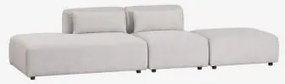 Sofá Modular De 2 Peças Com Chaise Longue À Esquerda E Puff Fogler Tecido Cinza Claro - Sklum