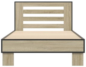 Estrutura de cama derivados de madeira e metal carvalho sonoma