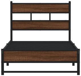 Estrutura de cama sem colchão 100x200cm metal carvalho castanho