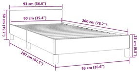 Estrutura cama c/ cabeceira sem colchão tecido 90x200 cm preto