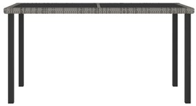 Mesa de jantar para jardim 140x70x73 cm vime PE cinzento