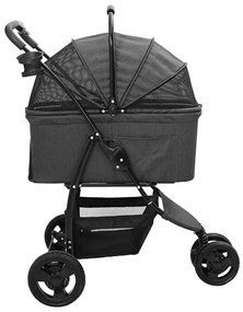 Carrinho de Pet Dobrável Preto 78 x 54 x 101 cm Tecido Oxford