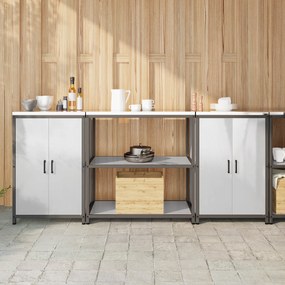 vidaXL Conjunto de Armazenamento de Cozinha com prateleira 3 pcs Prata