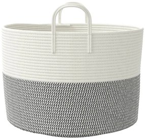 Cesto de arrumação Ø51x33 cm algodão cinzento e branco