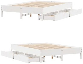 Cama sem colchão 140x190 cm madeira de pinho maciça branco