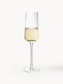 Handmade Grooved Structure Champagne Glasses Cami, Set of 4