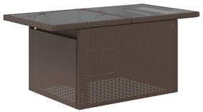 Mesa de jardim com tampo de vidro 100x55x73 cm vime PE castanho