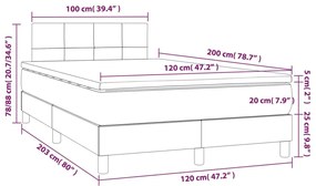Cama box spring c/ colchão e LED 120x200 cm tecido azul