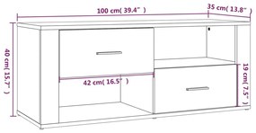 Móvel p/ TV 100x35x40cm madeira processada cinzento cimento