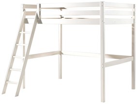 Conjunto Cama alta de Criança PINO 140 x 200 cm + estrado + escada + estante + sofá-cama Branca