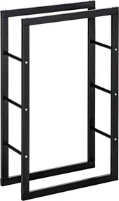 HOMCOM Suporte para lenha Estante porta-madeira de lareira suporte para lenha design contemporâneo carga máx. 100 kg dim. 60L x 25l x 100H cm metal preto | Aosom Portugal