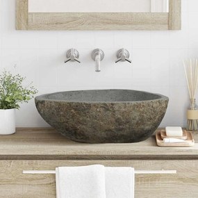 vidaXL Lavabo Cinzento-claro (46-52) x (35-40) x 15 cm Pedra de Rio