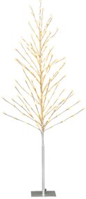 Árvore de Natal artificial de 155 cm com 168 luzes LED brancas quentes Estacas de metal Decoração de festas