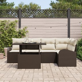 Conjunto de Sofá de Jardim vidaXL de 6 Peças com Almofadas em Polirrat
