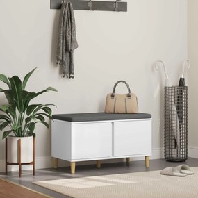 vidaXL Banco de Hall com almofada com porta Branco 60 x 38 x 46 cm