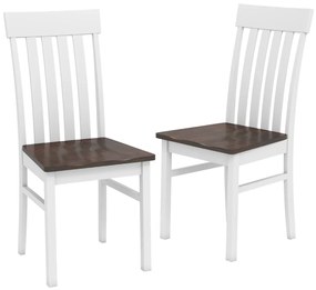 Conjunto de 2 cadeiras de jantar (MESA NÃO INCLUIDA) com encosto de ripas e assento em madeira de borracha Suporte de 150 kg para cozinha, sala de est