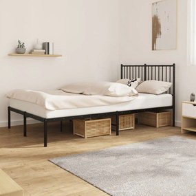 350862 vidaXL Estrutura de cama com cabeceira 120x200 cm metal preto