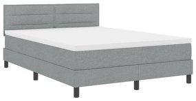 Cama Box Spring com Colchão Cinza Claro 160x200 cm Tecido